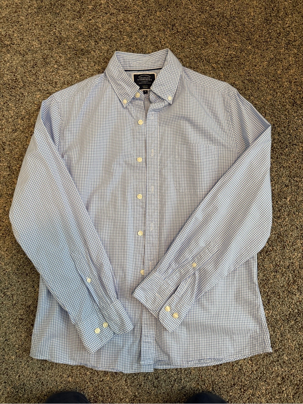 Charles Tyrwhitt Slim Fit Button-Down Check Shirt - Light Blue